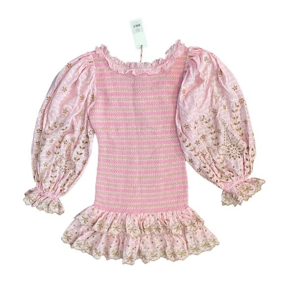 LoveShackFancy Celia Dress in Gilded Pink NWT Cottagecore Smocked Embroidered - Picture 5 of 14
